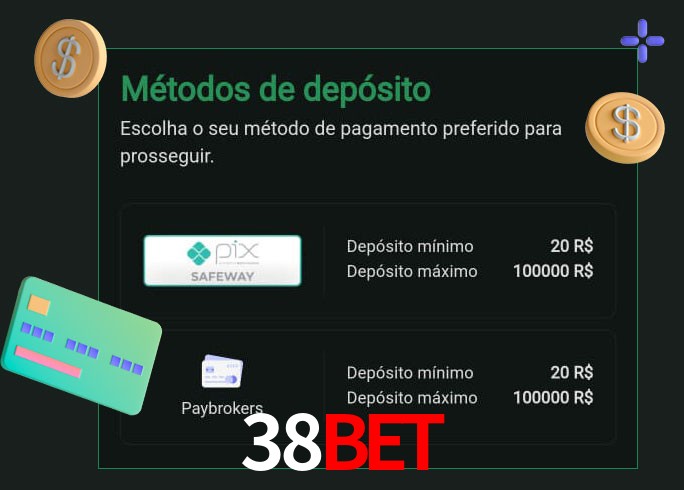 O cassino 38Bet oferece uma grande variedade de métodos de pagamento